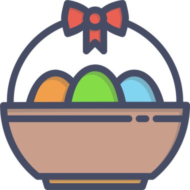 Sepet simgesinde paskal yumurtaları, basit illüstrasyon tasarımı 