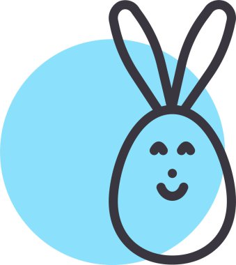 Tavşan yumurtası ikonu, Paskalya konsepti, basit çizim tasarımı 