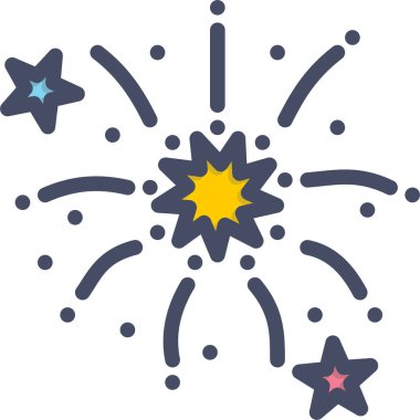 Havai fişek patlaması, xmas konsepti, basit tasarım çizimi