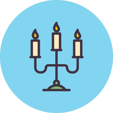 Mum şamdanı, Cadılar Bayramı konsepti. Web simgesi basit illüstrasyon 