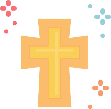 Beyaz arkaplanda izole edilmiş düz biçimli çapraz simge. Hristiyan sembolü vektör illüstrasyonu