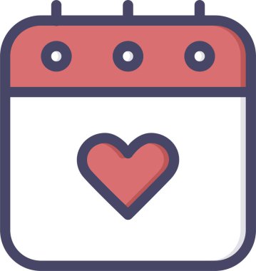 Sevgililer Günü takvimi simgesi, basit vektör illüstrasyon tasarımı