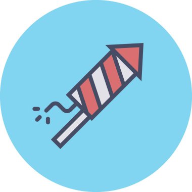 Havai fişek roketi, kutlama festivali illüstrasyonu