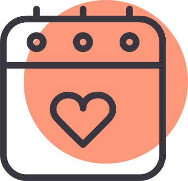 Sevgililer Günü takvimi simgesi, basit vektör illüstrasyon tasarımı