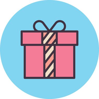 Noel hediye kutusu simgesi, basit vektör illüstrasyonu