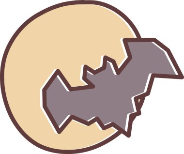 Yarasalı ay, cadılar bayramı konsepti. Web simgesi basit illüstrasyon 