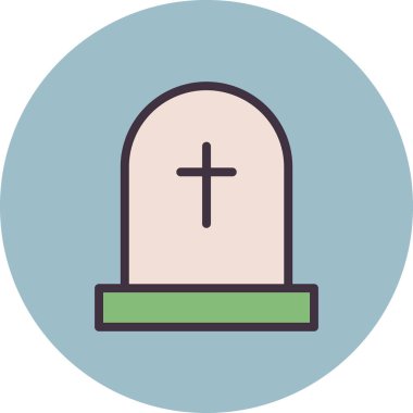 Düz stil mezar taşı simgesi izole edildi. Cadılar Bayramı sembolü vektör illüstrasyonu