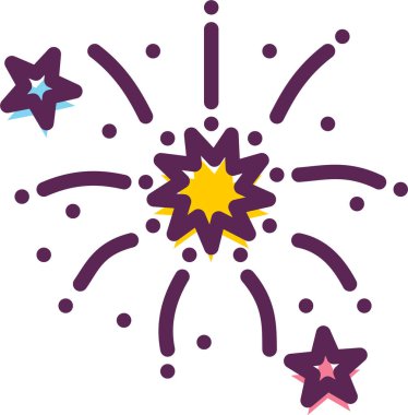 Havai fişek patlaması, xmas konsepti, basit tasarım çizimi