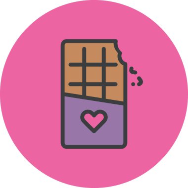 Çikolata parçalı kurabiye ikonu. Beyaz arkaplanda izole edilmiş web tasarımı için donut vektör simgelerinin basit çizimi