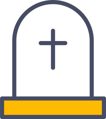 Düz stil mezar taşı simgesi izole edildi. Cadılar Bayramı sembolü vektör illüstrasyonu