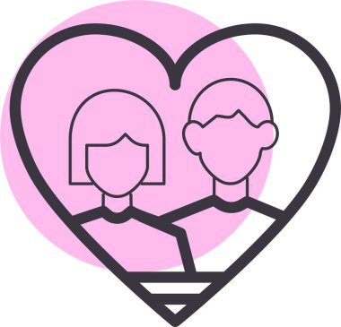 fotoğraf çifti simgesi, sevgililer günü, basit illüstrasyon tasarımı 