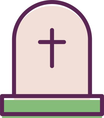 Düz stil mezar taşı simgesi izole edildi. Cadılar Bayramı sembolü vektör illüstrasyonu