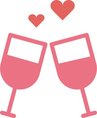 wine glasses with heart, vector illustration
