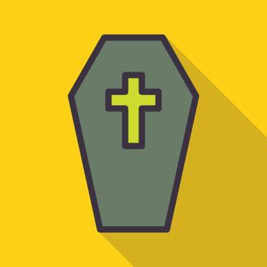 Yeşil arka planda yırtık simgesi olan tabut. vektör illüstrasyonu