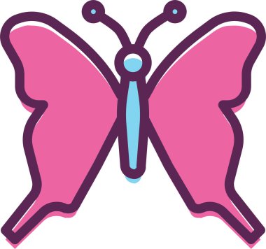 mor kelebek ikonu. beyaz arkaplanda izole edilmiş web tasarımı için böcek vektör sembolü çizgi filmi