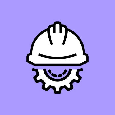 Kask ikonu. Web için hat vektör simgelerinin özet çizimi