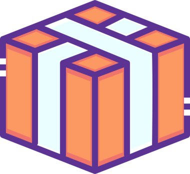 Mor ve mavi küpün izometrik çizimi