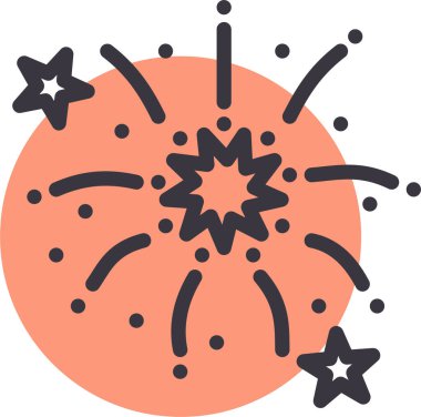 Havai fişek patlaması, xmas konsepti, basit tasarım çizimi