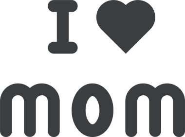 Annemi seviyorum, katı ikon vektör çizimi.