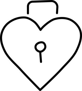 kilit kalp ikonu, sevgililer günü konsepti, basit illüstrasyon tasarımı 