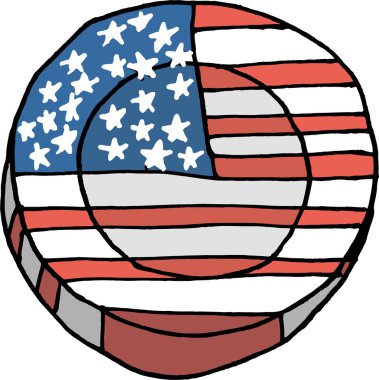 Amerikan bayrağı taşıyan bir basketbol topunun resmi.