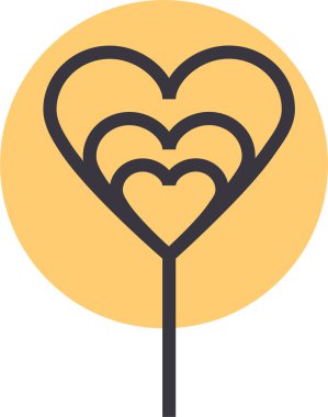 kalp şeklinde düz vektör simgesi