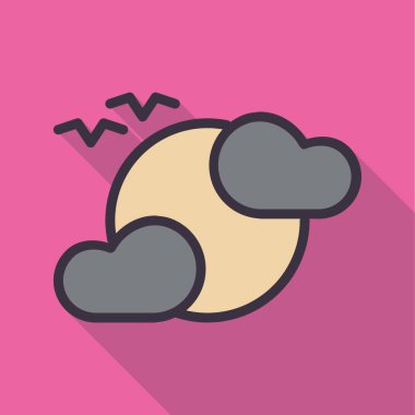 Yarasalı ay, Cadılar Bayramı konsepti. Web simgesi basit illüstrasyon 