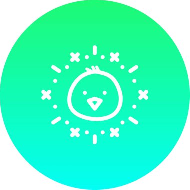 Sevimli tavuk ikonu, Paskalya konsepti, basit illüstrasyon tasarımı 