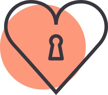 kilit kalp ikonu, sevgililer günü konsepti, basit illüstrasyon tasarımı 