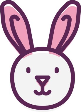 Sevimli tavşan ikonu, Paskalya konsepti, basit çizim tasarımı 