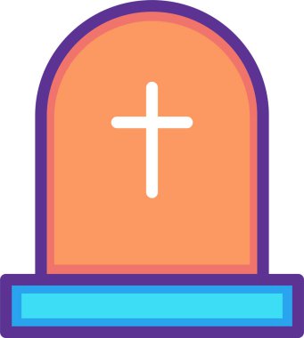 Düz stil mezar taşı simgesi izole edildi. Cadılar Bayramı sembolü vektör illüstrasyonu