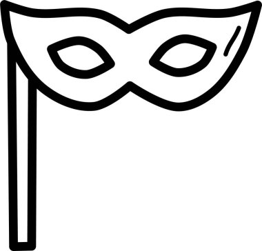 Karnaval maskesi ikonu. Beyaz arkaplanda izole edilmiş web tasarımı için maskeli vektör simgelerinin çizgi filmi
