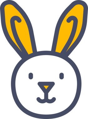 Sevimli tavşan ikonu, Paskalya konsepti, basit çizim tasarımı 