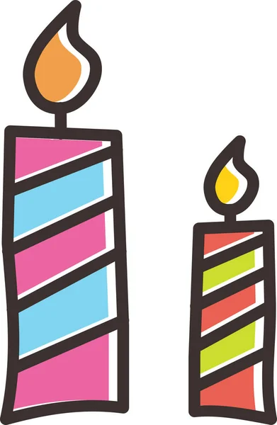 Ilustración Una Vela Con Velas Encendidas — Vector de stock