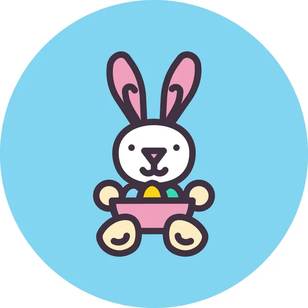 Cute Bunny Icon Easter Concept Simple Illustration Design — Stock Vector