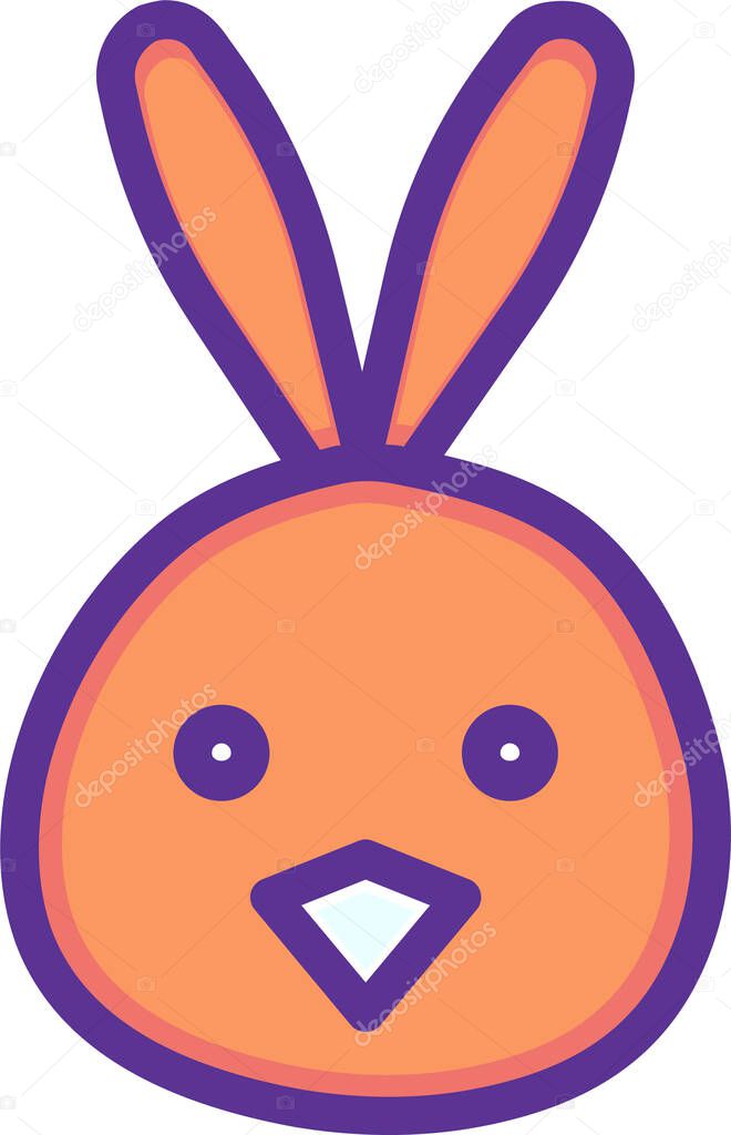 chicken easter bunny icon simple illustration design 