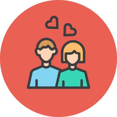 Çift simgesi, sevgililer günü, basit illüstrasyon tasarımı 