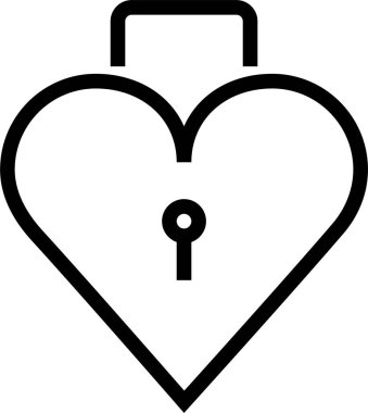 kilit kalp ikonu, sevgililer günü konsepti, basit illüstrasyon tasarımı 