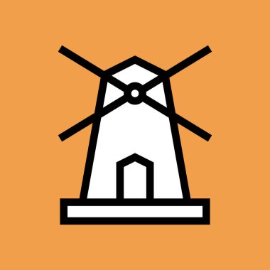 Yel değirmeni ikonu düz. vektör illüstrasyonu 