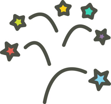 Havai fişek krakerleri, kutlama konsepti, basit tasarım illüstrasyonu