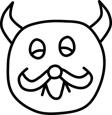 Korkunç cadılar bayramı maskesi ikonu. düz çizim tasarımı