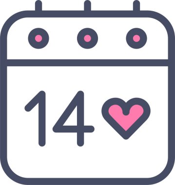 Sevgililer Günü takvimi simgesi, basit vektör illüstrasyon tasarımı