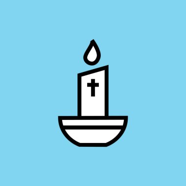 Haçlı mum, cadılar bayramı konsepti. Web simgesi basit illüstrasyon 