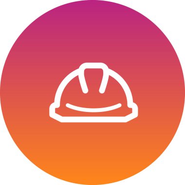 Kask ikonu. Beyaz arkaplanda izole edilmiş inşaat ekipmanı vektör düğmesinin tek düz çizimi