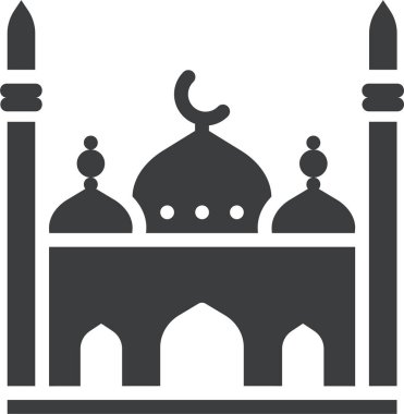 Cami simgesi. Beyaz arkaplanı olan siyah bir siluet. vektör illüstrasyonu.