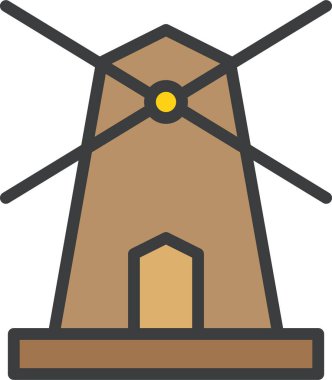 Yel değirmeni ikonu düz. vektör illüstrasyonu 