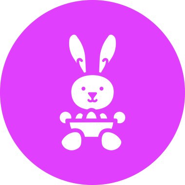 Sevimli tavşan ikonu, Paskalya konsepti, basit çizim tasarımı 