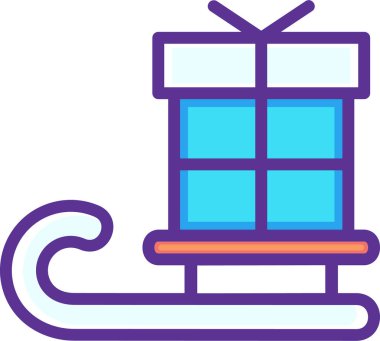 kızak Noel hediyesi, vektör illüstrasyonu