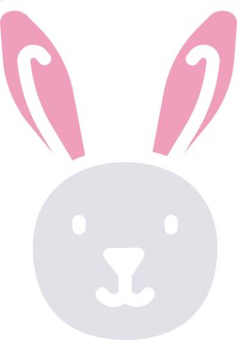 Sevimli tavşan ikonu, Paskalya konsepti, basit çizim tasarımı 