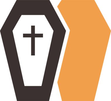 Beyaz arka planda haçlı bir tabut.